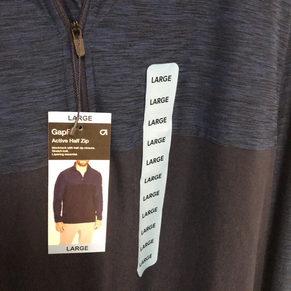 GapFit Active Half Zip, Blue, Mens Large - Picture 2 of 7